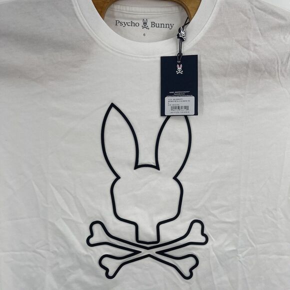 NWT Psycho Bunny‎ Men's Graphic TShirt Size 6 Beaumont Metallic HD Tee Ecru - Picture 5 of 6